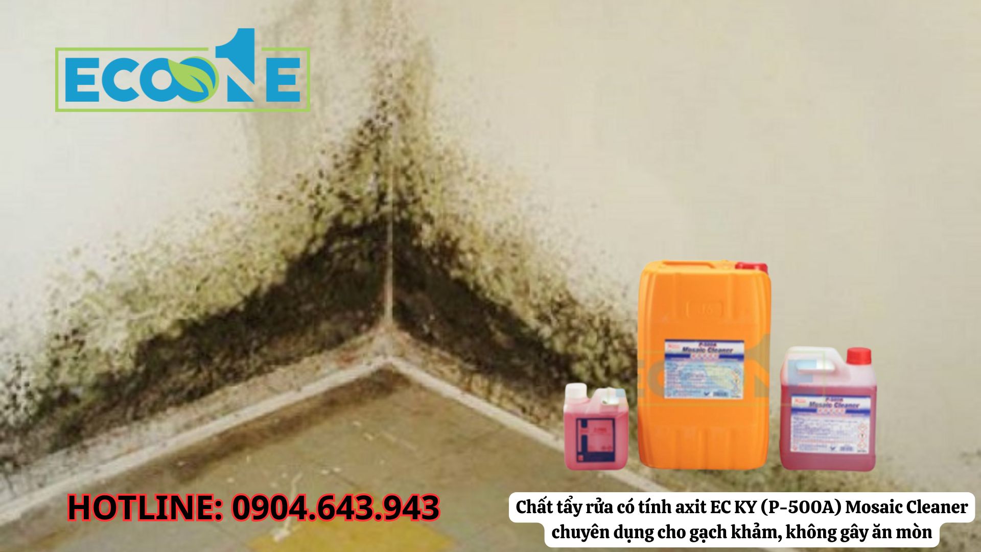 Chất Tẩy Rửa Có Tính Axit EC KY (P-500A) Mosaic Cleaner Chuyên Dụng Cho Gạch Khảm, Không Gây ăn Mòn