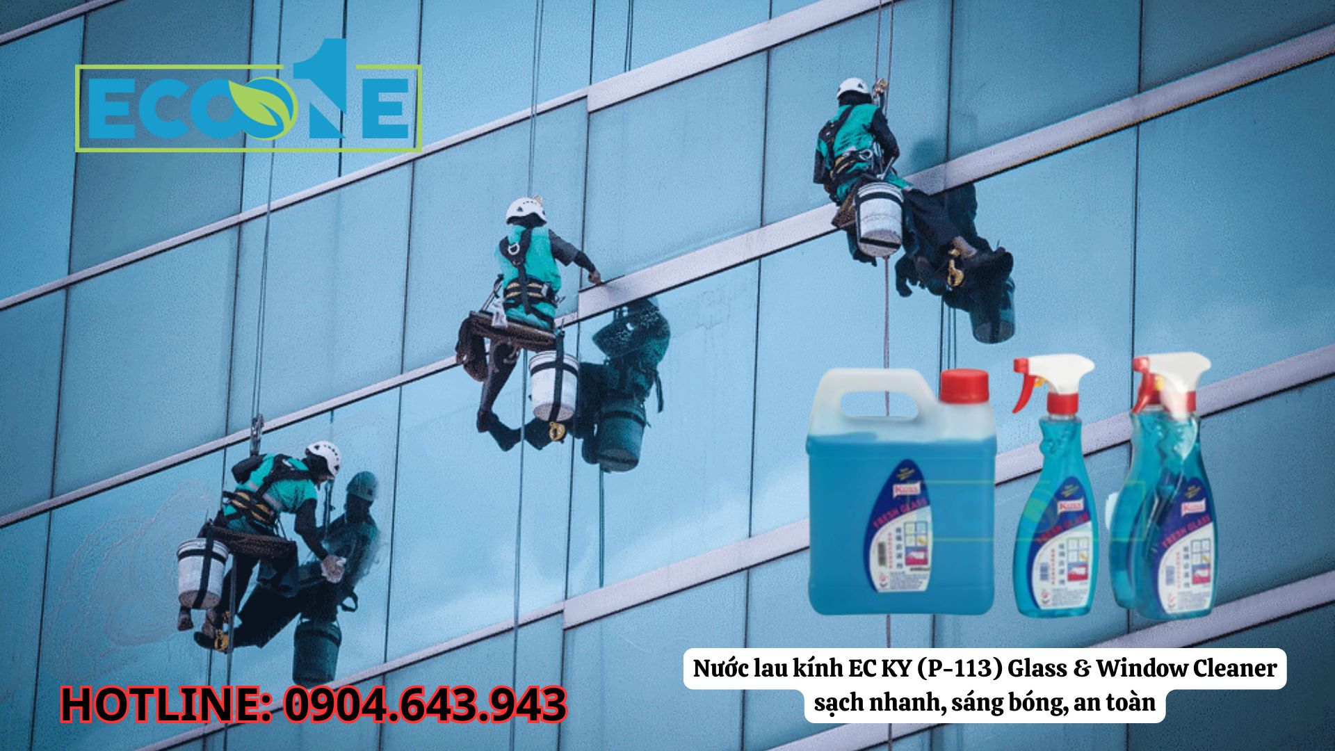 Nước Lau Kính EC KY (P-113) Glass & Window Cleaner Sạch Nhanh, Sáng Bóng, An Toàn
