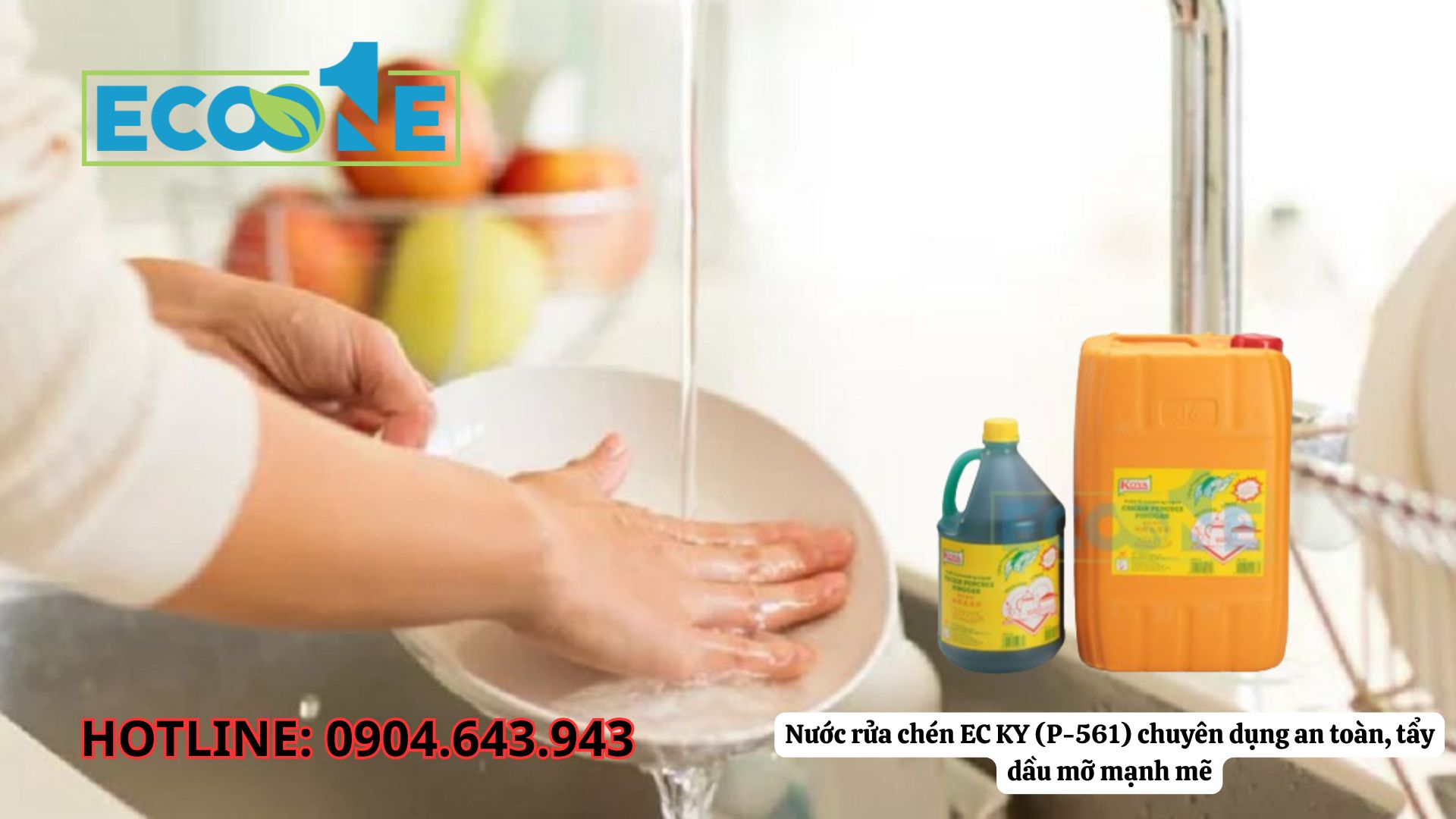 Nước Rửa Chén EC KY (P-561) Chuyên Dụng An Toàn, Tẩy Dầu Mỡ Mạnh Mẽ