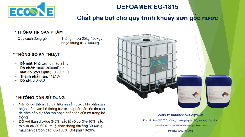 Eg 1815 Chất Phá Bọt Cho Quy Trình Khuấy Sơn Gốc Nước