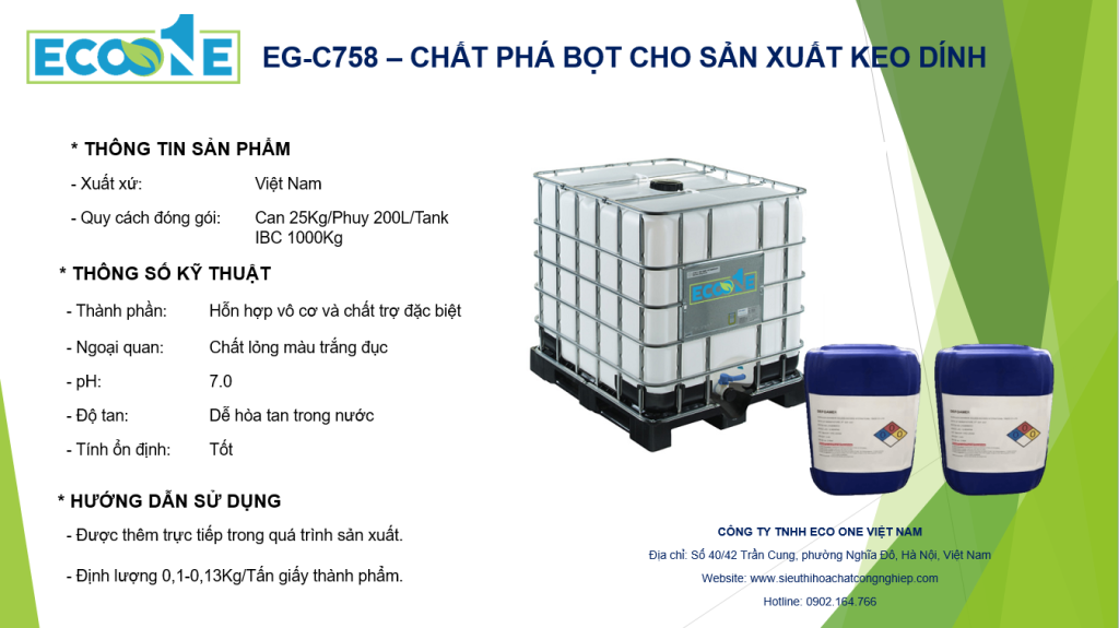 Eg C758 – ChẤt PhÁ BỌt Cho SẢn XuẤt Keo DÍnh