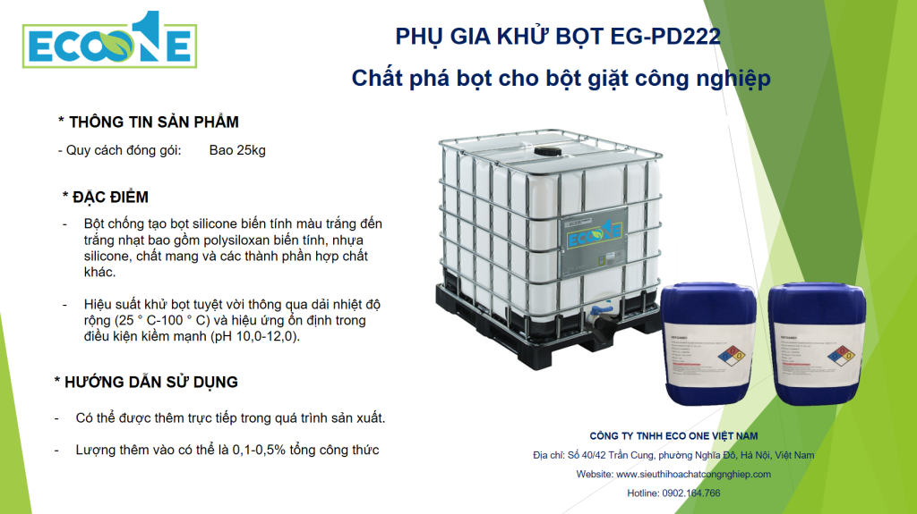 Eg Pd222 – Chất Phá Bọt Cho Bột Giặt Công Nghiệp