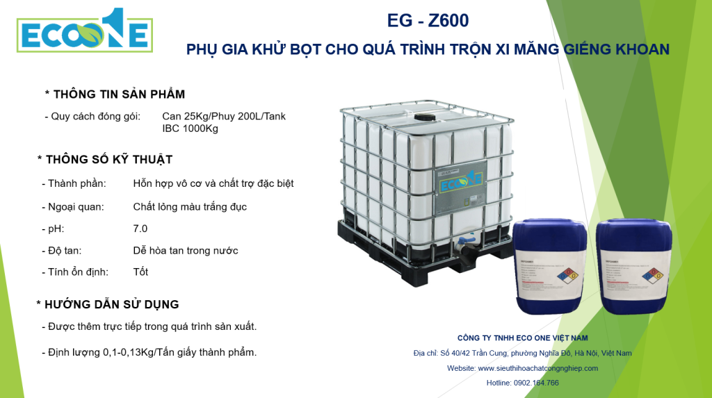 Eg Z600 PhỤ Gia KhỬ BỌt Cho QuÁ TrÌnh TrỘn Xi MĂng GiẾng Khoan
