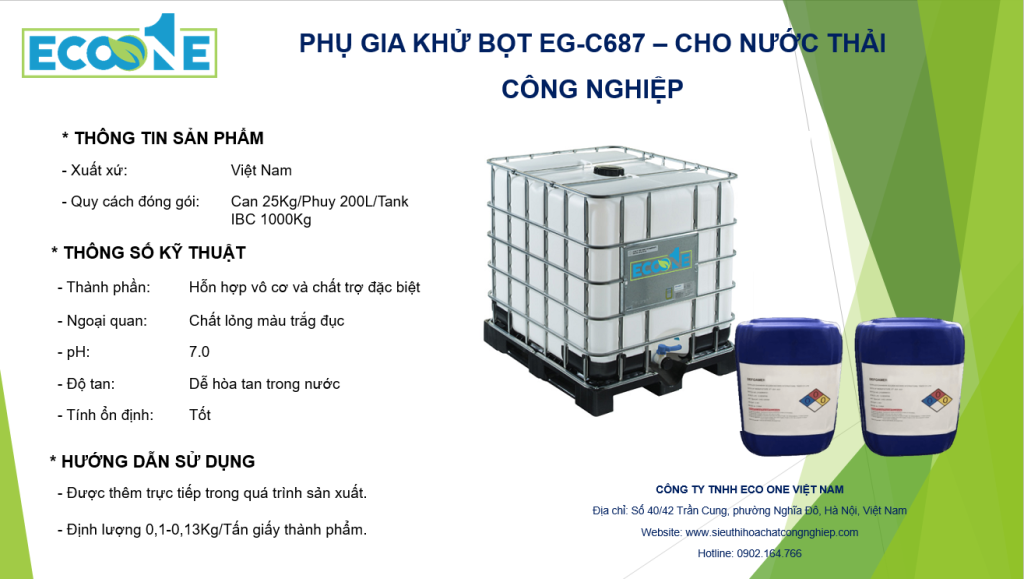 PhỤ Gia KhỬ BỌt Eg C687 – Cho NƯỚc ThẢi CÔng NghiỆp