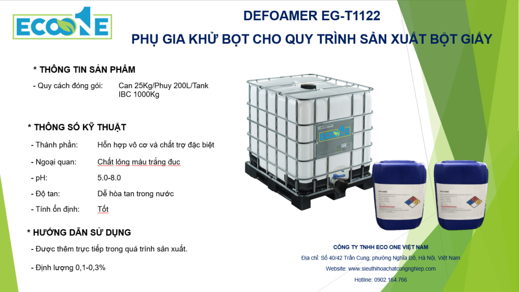 Eg T1122 Chất Phá Bọt Cho Sản Xuất Giấy Và Bột Giấy