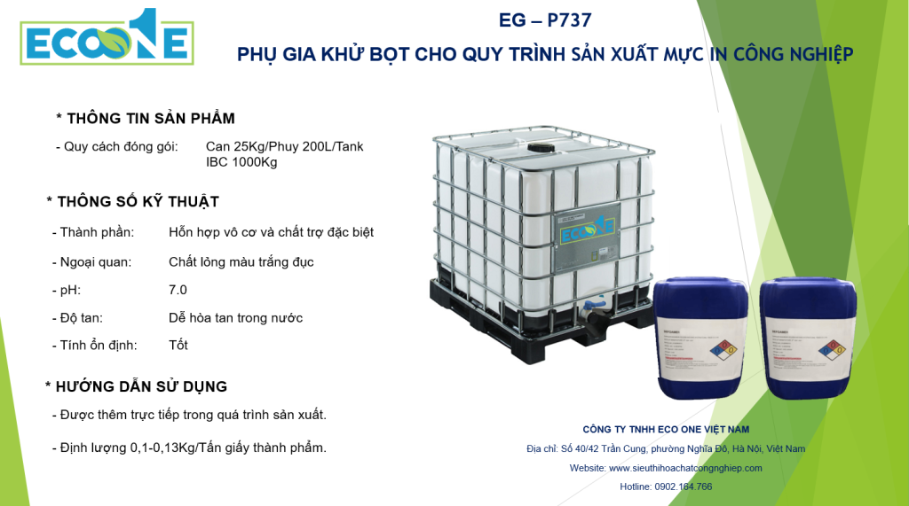 Eg P737 PhỤ Gia KhỬ BỌt Cho Quy TrÌnh SẢn XuẤt MỰc In CÔng NghiỆp