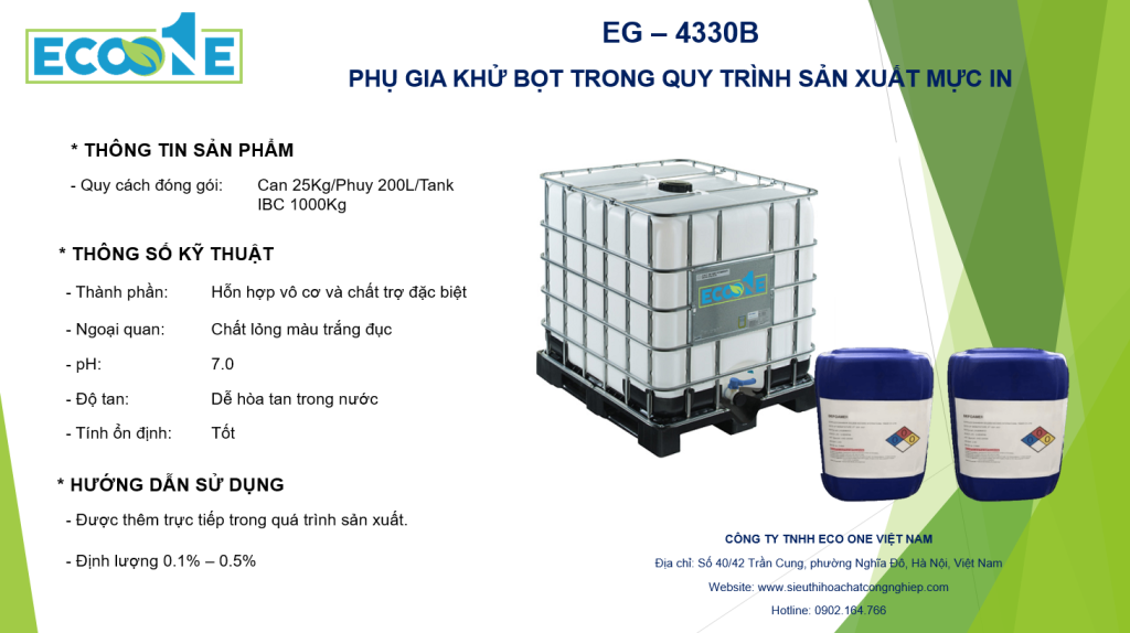 PhỤ Gia KhỬ BỌt Trong Quy TrÌnh SẢn XuẤt MỰc In Eg – 4330b