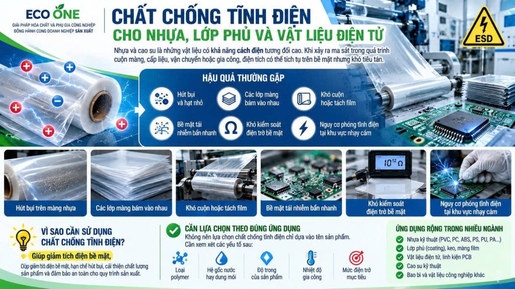 Chất Chống Tĩnh điện Cho Nhựa, Lớp Phủ, Vật Liệu điện Tử